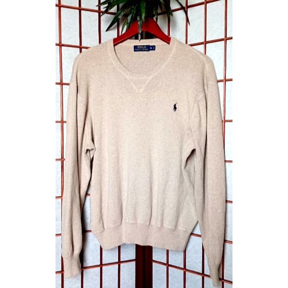 Polo by Ralph Lauren Men's Cotton Knit Sweater with Navy Blue Pony Logo - Picture 6 of 8